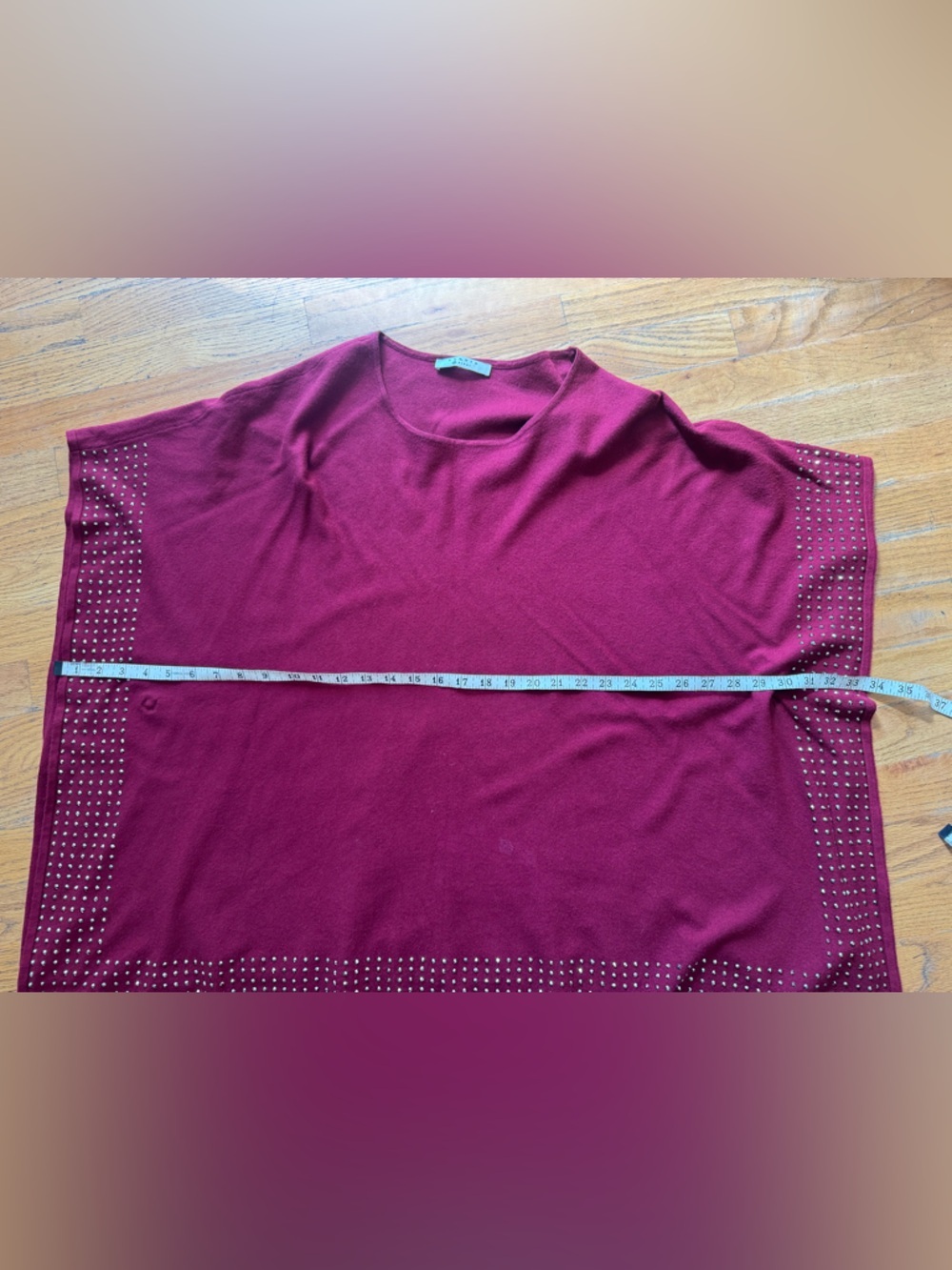 Sioni Maroon Embellished Knit Poncho - Picture 11 of 12